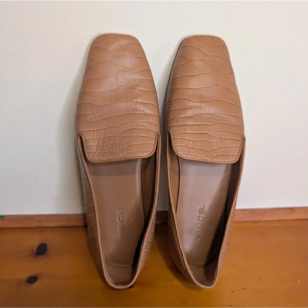 VINCE Naomi Croc-Embossed Leather Loafer 6